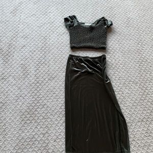 Velvet skirt and top
